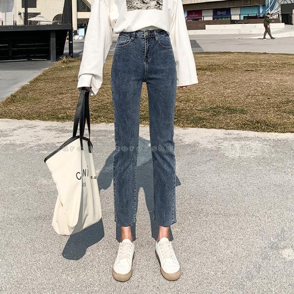 パンツ デニム レディース ストレッチパンツ ジーパン 夏物 ロング丈 9分丈パンツ 韓国風 ストレート 着痩せ オシャレ 低身長向け 細身 ハイウエスト 開店記念セール