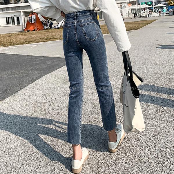 パンツ デニム レディース ストレッチパンツ ジーパン 夏物 ロング丈 9分丈パンツ 韓国風 ストレート 着痩せ オシャレ 低身長向け 細身 ハイウエスト 開店記念セール