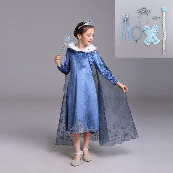 ハロウィン お姫様 アナ エルサ 風 ドレス プリンセスドレス 子供ドレス 雪の女王 雪 ドレス フローズン 子供用 ワンピース コスプレ 8点セット 100 150cm Super Hobby Net