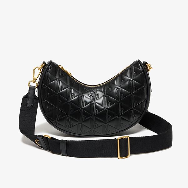 ラコステ マヘキ レザーショルダーバッグ ブラック 24×16×7cm #NF4710MH-000 送料無料 MAHEKI MOON BAG LACOSTE LACOSTE（ラコステ） マヘキ レザーショルダーバッグ ブラック 24×16