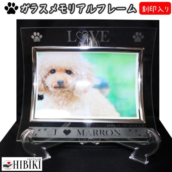 R局面のクリスタル(ガラス)フォトフレーム。オリジナルデザインでかわいいあの子に。 お名前などを刻印いたします。ご家族同様だったペットちゃんの手元供養にご利用ください。●本体サイズ本体サイズ：幅15.5cm×高さ18.8cm素材：クリスタル...