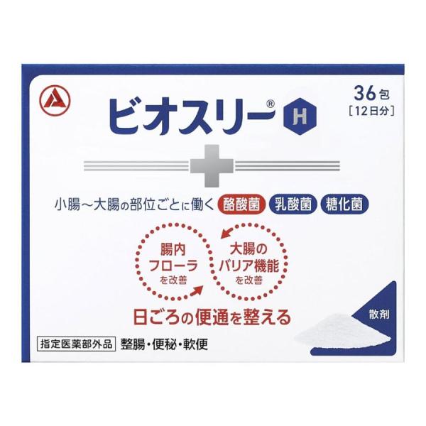 ビオスリーは腸内フローラと大腸のバリア機能を改善することで、日ごろの便通を整えます。乳酸菌だけでなく、酪酸菌、糖化菌を加えた3種の活性菌を配合しています。便秘や軟便にも、日ごろのおなかのケアにも使えます。散剤タイプは、3ヵ月以内の赤ちゃんか...