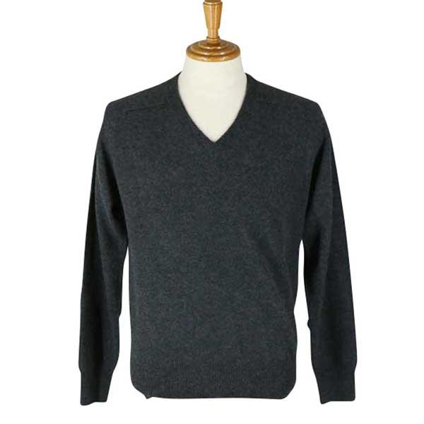 ファッズ カシミヤ100％ Vネックセーター 濃グレー : MENS SHOP 