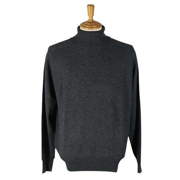 ファッズ カシミヤ100％ タートルネックセーター 濃グレー : MENS 