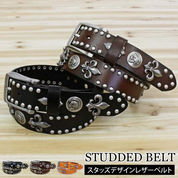 TORNADOMART 本革　コンチョ　スタッズ　ウエスタン　ベルト　レザー　黒 menscasual_belt-54-menscasual