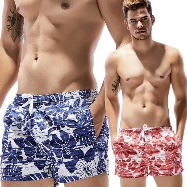 【3980円以上お買い上げ送料無料】2色展開のトランクスタイプ男性水着（海パン）です。軽量で速乾の素材で履き心地抜群。両サイドにポケットが付いており、マリンアクティブティの他、普段の部屋着としても最適の水陸両用ハーフパンツとなります。※ こ...