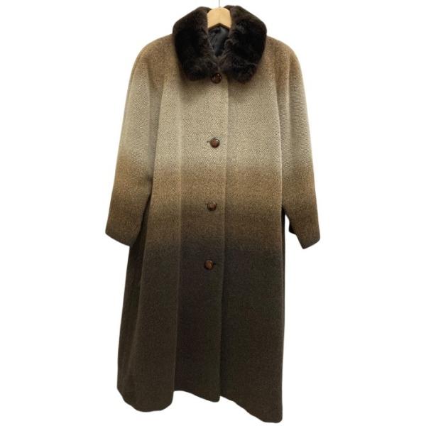 Relesance/アルパカ混/2WAYロングコート/ブラウン/グラデーション/毛皮