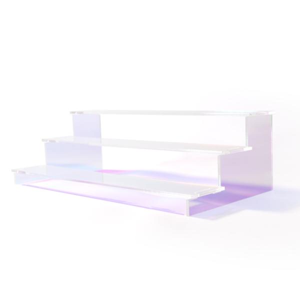 【商品仕様】■品番：AURORA-DP3■段数：3段■サイズ：W300×H90×奥行150mm　1段の奥行：50mm　段差：33mm■カラー：オーロラ■材質：アクリル（3mm厚）■セット内容：サイドパーツ2枚、階段パーツ3枚■納期：3営業日...