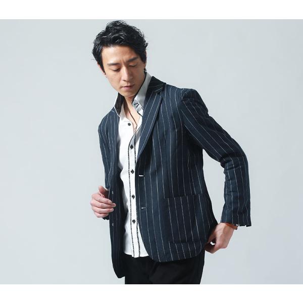 plantationサイズM綿麻ストライプジャケット♭6550 plantationサイズM綿麻ストライプジャケット♭6550