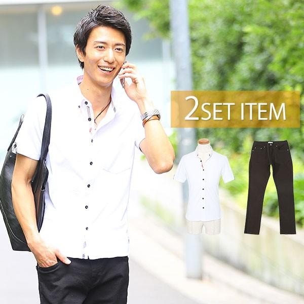 白シャツ 黒パンツのコーディネートセット 8 100 3tenset 8 Menz Style 通販 Yahoo ショッピング