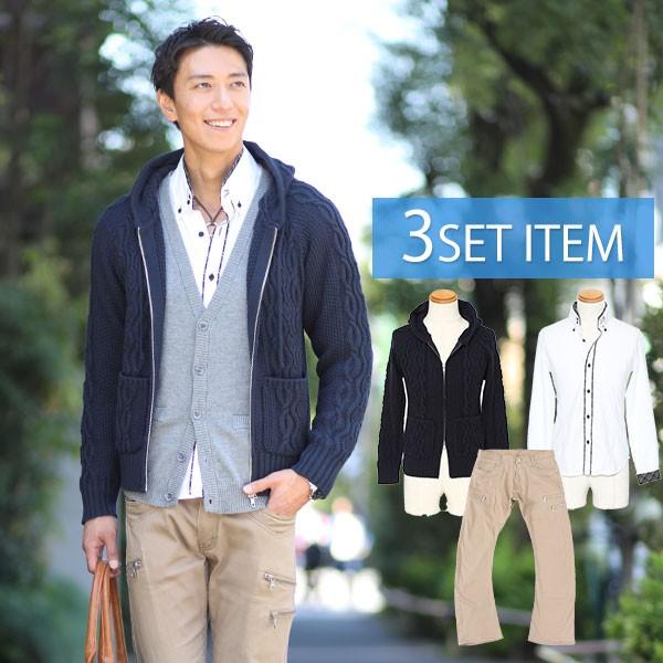 送料無料 メンズ セット コーディネート ジャケット カットソー パンツ アウター トップス パンツ3点コーデセット 31 100 Outer Set 31 Menz Style 通販 Yahoo ショッピング