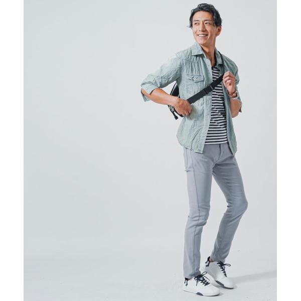 デニムシャツ メンズ トップス 7分袖 半袖 ボーダー カットソー