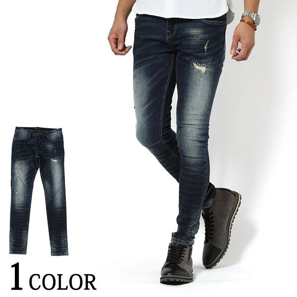 デニム メンズ パンツ ボトム ロングパンツ スキニー スリム 色落ち加工 ストレッチ 15 9343 Menz Style 通販 Yahoo ショッピング