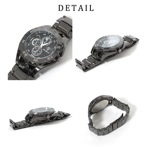 時計 腕時計 メンズ ウォッチ ブラック メタル バンド おしゃれ 30代
