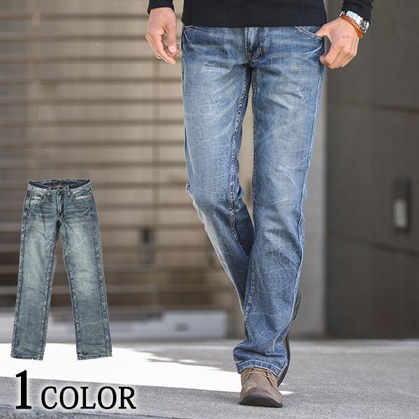 ジーンズ メンズ ジーパン パンツ ボトムス ジーンズ デニム メンズ ヴィンテージ加工ストレートデニムパンツ 163 46 Menz Style 通販 Yahoo ショッピング