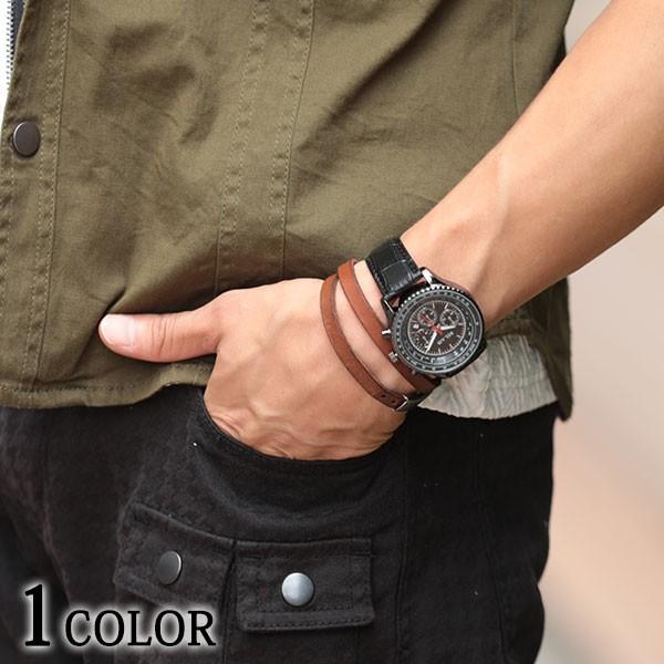 時計 腕時計 メンズＰＵレザーベルトパイロットデザインウォッチ
