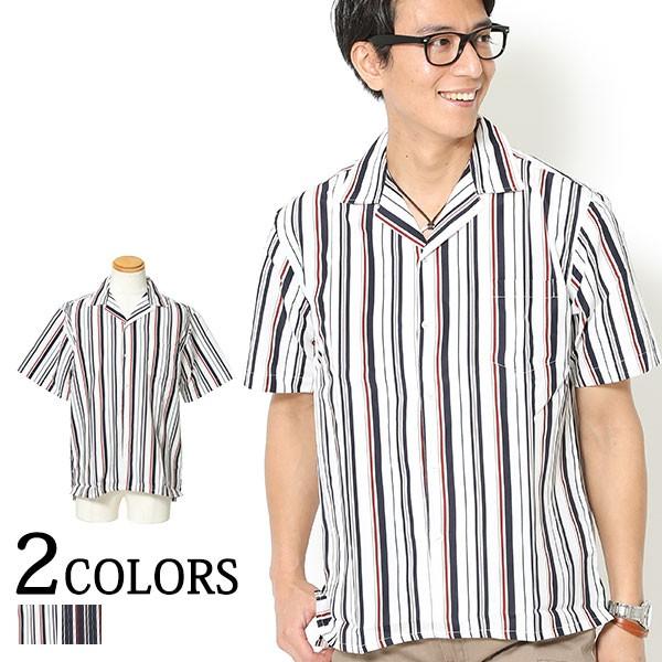開襟シャツ メンズ トップス シャツストライプ 半袖 カジュアル ストライプデザインポリエステル開襟半袖シャツ 171 Menz Style 通販 Yahoo ショッピング