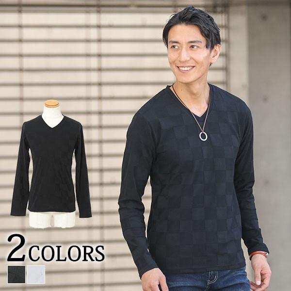 カットソー メンズ 長袖 トップス ブロックチェック シンプル ブロックチェックデザインvネックｔシャツ 1 Menz 1 Menz Style 通販 Yahoo ショッピング
