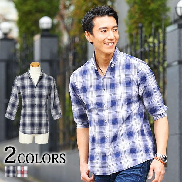 シャツ メンズ ７分袖 チェックデザイン ７分袖ネルシャツ 195 6010b Menz Style 通販 Yahoo ショッピング