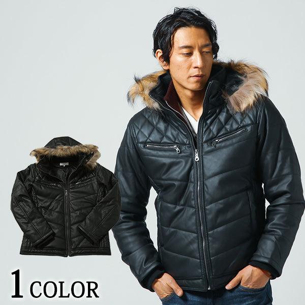 中綿ジャケット メンズ アウター Puレザー 合成皮革 ストレッチ 冬 服 30代 40代 50代 メンズスタイル Menz Style 71 Menz Style 通販 Yahoo ショッピング