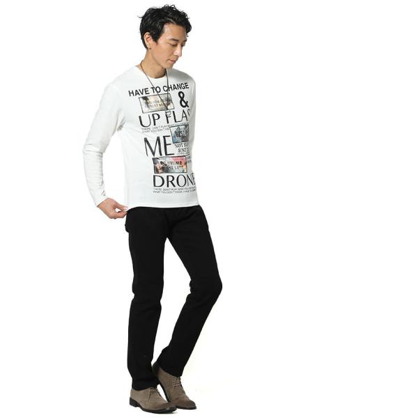カットソー メンズ トップス Tシャツ 長袖 クルーネック プリント