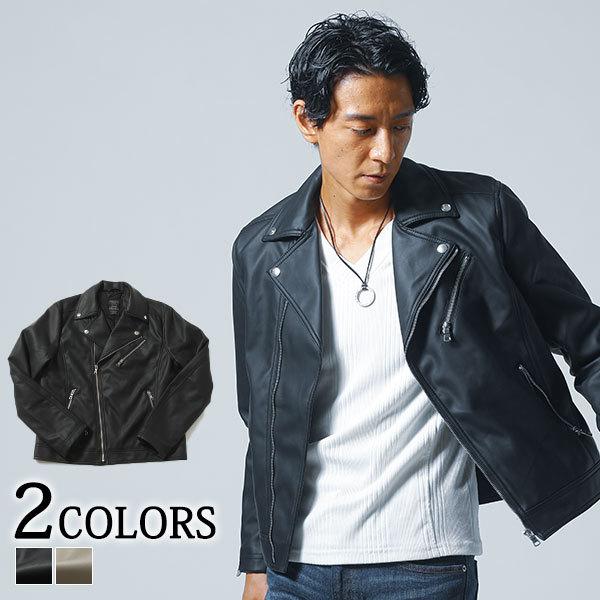 ネイビー ダブルライダースジャケット サイズ40 ライダースジャケット メンズ アウター ジャケット ダブル