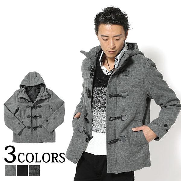 コート メンズ アウター ダッフルコート 長袖 ショート丈 チェック メルトン 85 h Menz Style 通販 Yahoo ショッピング