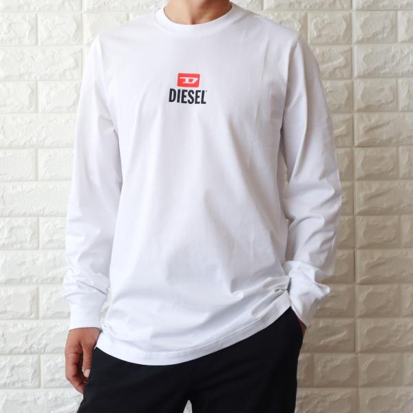 DIESEL ディーゼル ロンT 長袖 Tシャツ メンズ ロゴ ホワイト DIESEL ディーゼル ロンT 長袖 Tシャツ メンズ ロゴ ホワイト