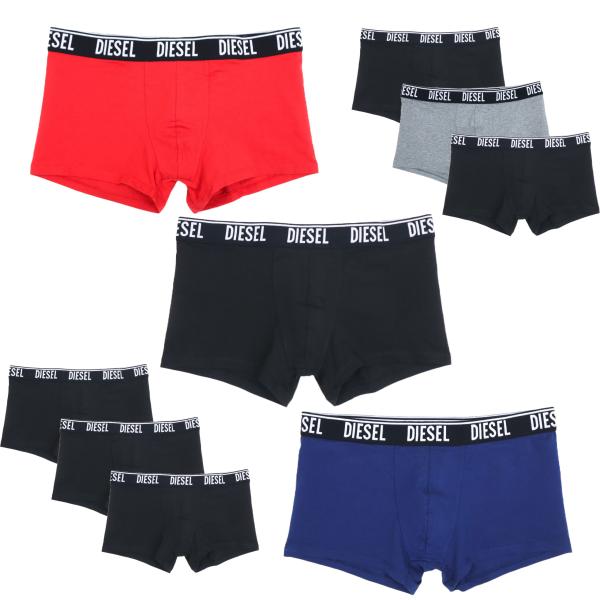 【並行輸入品】ディーゼル ボクサーパンツ メンズ 3枚組 下着 コットンストレッチ ブラック グレー ブルー レッド A12475 RSFAC E6694