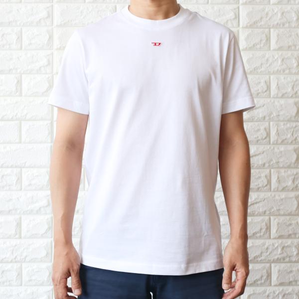 【並行輸入品】ディーゼル Tシャツ メンズ ホワイト DIESEL ミニロゴ T-DIEGOR-D ロゴT ちびロゴ A04081 0GRAI