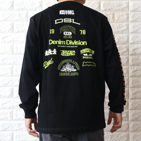 DIESEL トップス 長袖Tシャツ DIESEL ディーゼル 長袖 Tシャツ ロゴ メンズ ロンT ブラック