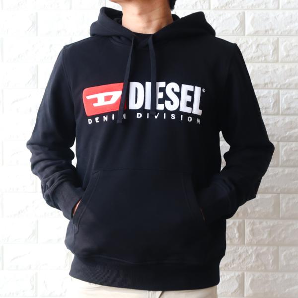 【並行輸入品】ディーゼル パーカー メンズ ブラック DIESEL ロゴ フーディ S-GINN-HOOD-DIV A03757 0BAWT 9XX