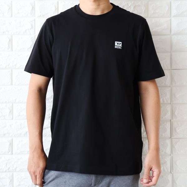 【並行輸入品】ディーゼル Tシャツ メンズ ブラック ホワイト DIESEL モノトーン ロゴパッチ シンプル A21759 RAAXJ