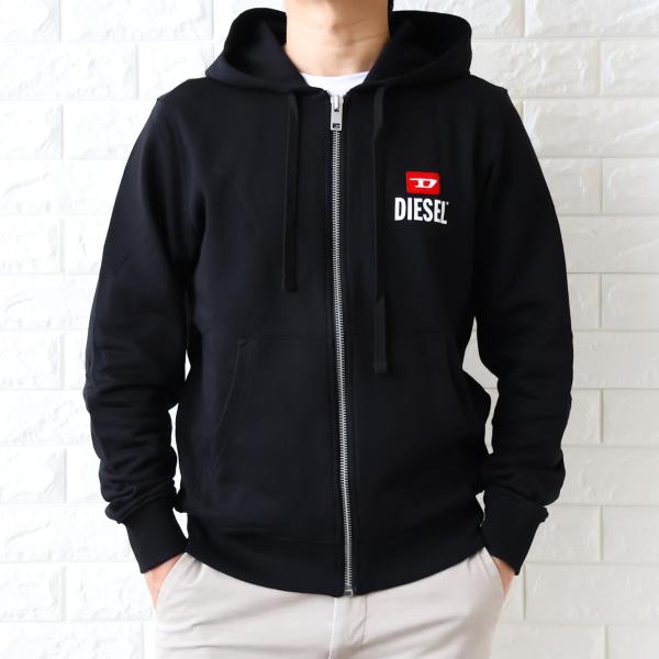 【並行輸入品】ディーゼル ジップアップ スウェットパーカー メンズ ブラック DIESEL フーディ A19705 RJXAP 900