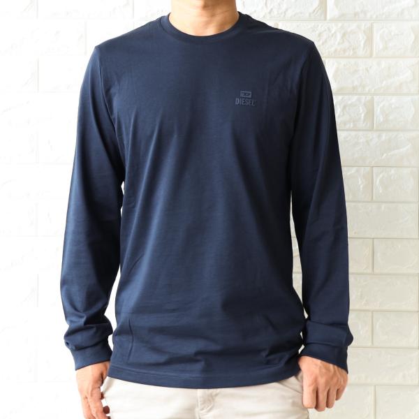 【並行輸入品】ディーゼル ロンT メンズ ネイビー ブラック DIESEL 長袖 Tシャツ T-DIEGO-LONG-A-R A10405 RPATI
