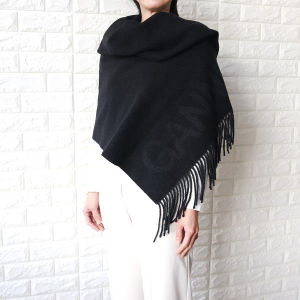 GANNI ガニ― マフラー レディース ブラック 黒 Fringed Wool