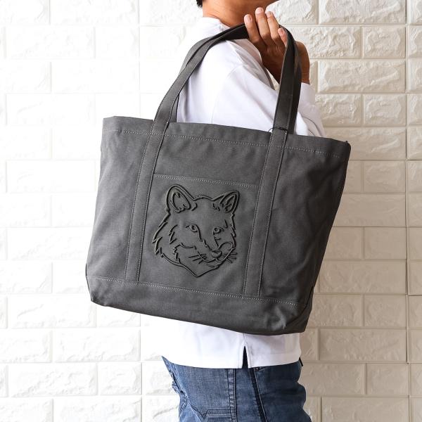 【並行輸入品】メゾンキツネ トートバック L メンズ グレー ショルダーバッグ MAISON KITUSNE' LW05104WW0107 0453 【2026春夏 新作アイテム】