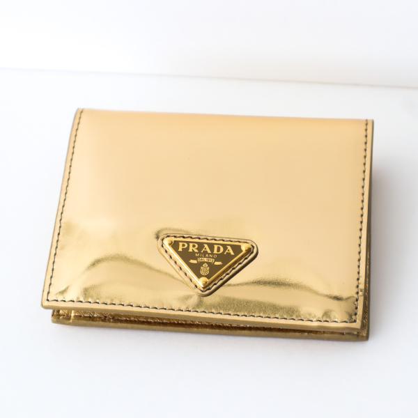 PRADA プラダ　折り財布　二つ折り財布　ゴールド　L字ファスナー　レザー meraviglie_pr002