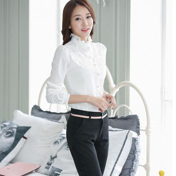 詰襟フリル ロングブラウス 長袖 襟付 シャツ ロングスリーブ レディース オフィス カジュアル オシャレ かわいい Buyee Buyee Japanese Proxy Service Buy From Japan Bot Online