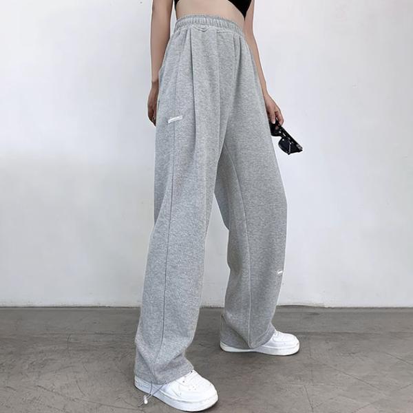 裾絞り ドロスト スウェット トラック パンツ ボトム ロング丈 レディース オールシーズン スエット ジャージ リラックスパンツ シンプル