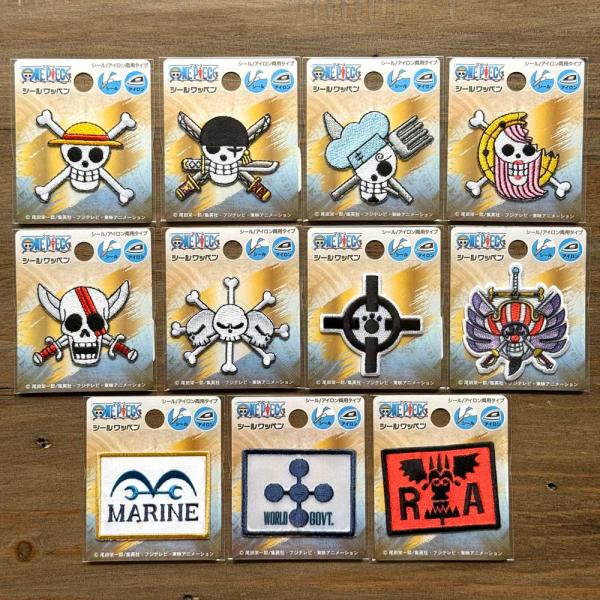 ワンピース シール・アイロン接着両用ワッペン 海賊旗【ルフィ/ゾロ/サンジ/ボニー/シャンクス/黒ひげ/くま/バギー/海軍/世界政府/革命軍】ONE PIECE 刺繍 PES