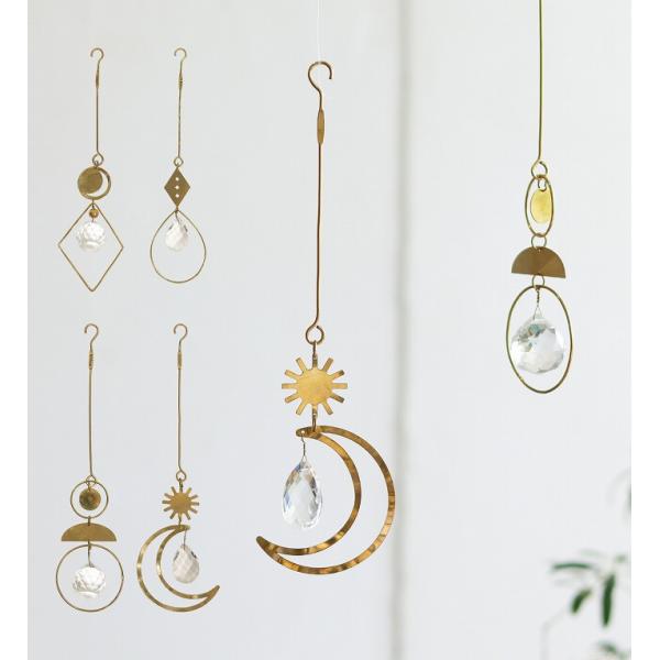 品名ブラス＆ガラス オーナメントダイヤ　ドロップ　ラウンド　ムーンサイズ/重さ・ダイヤsize：約 w70×h255mm重量：約 55g・ドロップsize：約 w60×h250mm重量：約 25g・ラウンドsize：約 w60×h270mm...