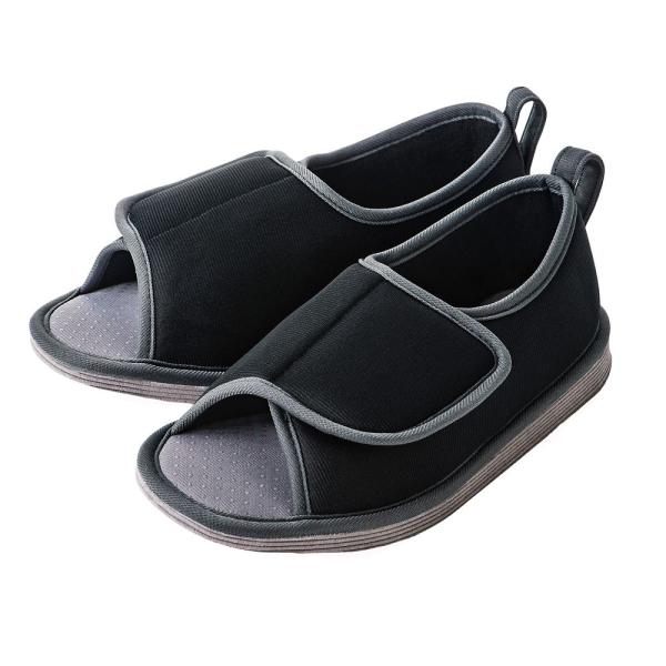 【特徴】ちょっとした段差や滑りやすい床での転倒予防に配慮したシューズです。脱ぎ履きがしやすい面ファスナー式です。【仕様】色：ブラックサイズ：M（22.5〜23.5cm）素材：本体/ポリエステル、中敷/ポリエステル・PVC（塩化ビニル樹脂）、...