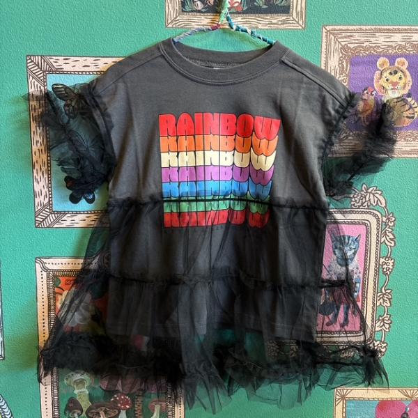 P.premier ピードットプルミエ オーバーザレインボーティアードチュールTシャツ