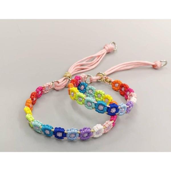 Kaiwareパラコードフラワーチョーカー 首輪 クビワ お散歩 可愛い お花