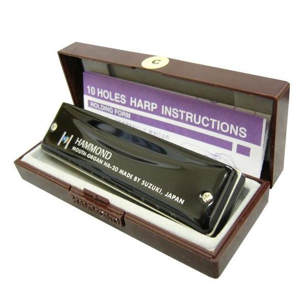スズキ HAMMOND HA-20 ハーモニカkey-C key-A key-G Suzuki Hammond HA-20 key of C Black 10-Holes Harmonica w