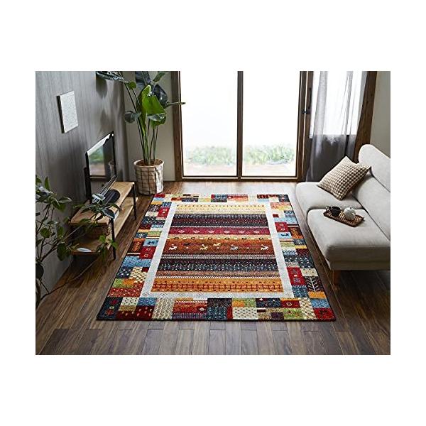 イケヒコ ラグカーペット マット 絨毯 シラーズ 約160×230cm レッド 