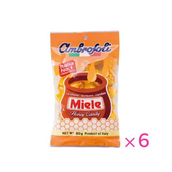 商品詳細    内容量    80g×6    原材料名    砂糖、ぶどう糖シロップ、ハチミツ    アレルギー物質    乳、オレンジ、もも、りんごを含む製品と同じ設備で製造しています。    原産国    イタリア    輸入者   ...