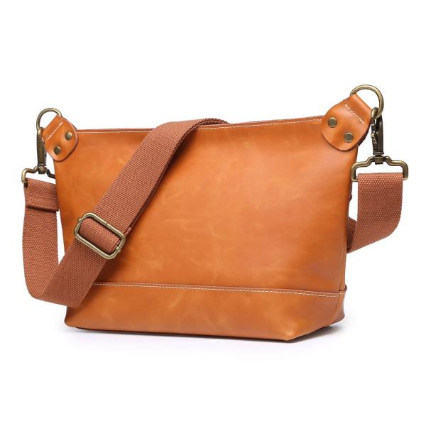 Color:ダーク キャメル Creator屋本舗 ショルダーバッグ メンズ 斜め掛け ハンドメイド 革 牛革 本革 レザー バッグ カバンファスナー ビジネス 通勤通学 ボディバッグ 4色 (ダーク キャメル)【素　材】　本革 【重　さ】...