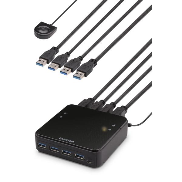 Size:PC4台 エレコム USB切替器 PC→4ポート USB3.0→4ポート 手元スイッチ ブラック U3SW-T4